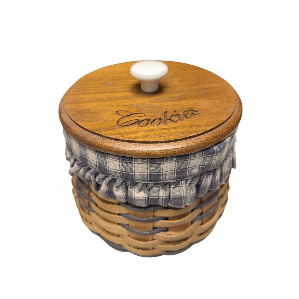 American Traditions Cookie Basket Set w Lid‎ Liner Divider 2000 Farmhouse USA